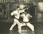 Ueshiro Sensei and Sensei James Wax demonstrating 3rd prearranged fighting
